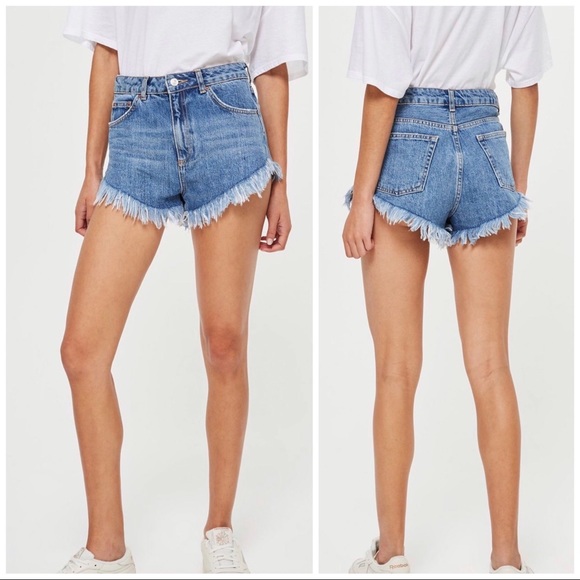 Topshop Pants - Topshop Kiri High Rise Fray Hem Shorts, 10